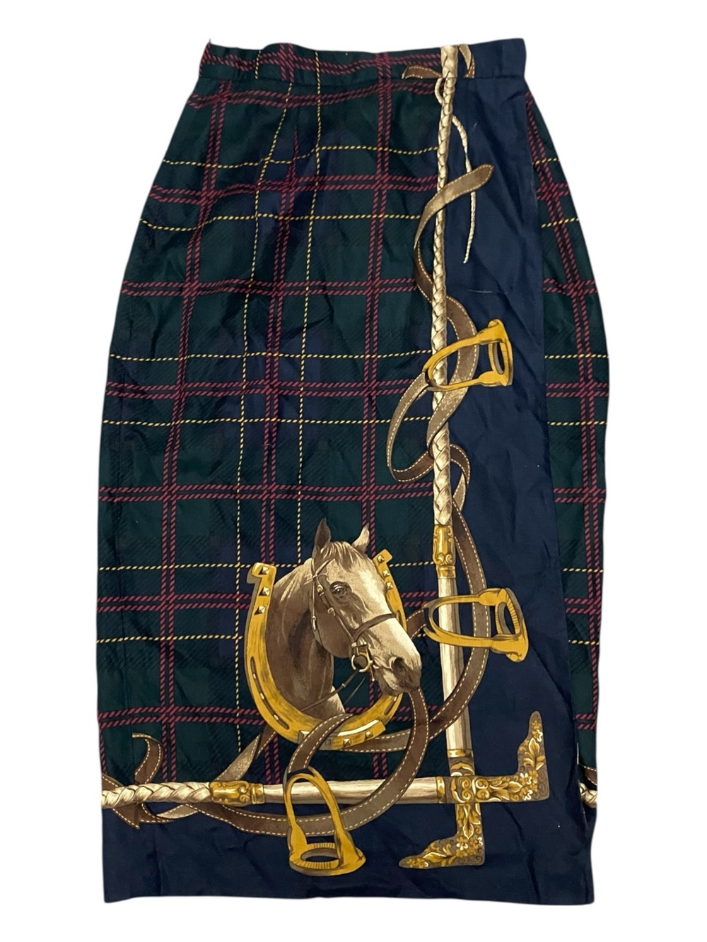 JH Collectibles Womens Vintage Equestrian Horse Plaid Skirt Country Club